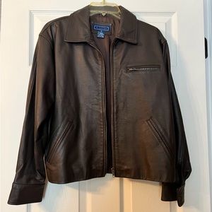 Medium brown leather jacket from My Clothes.